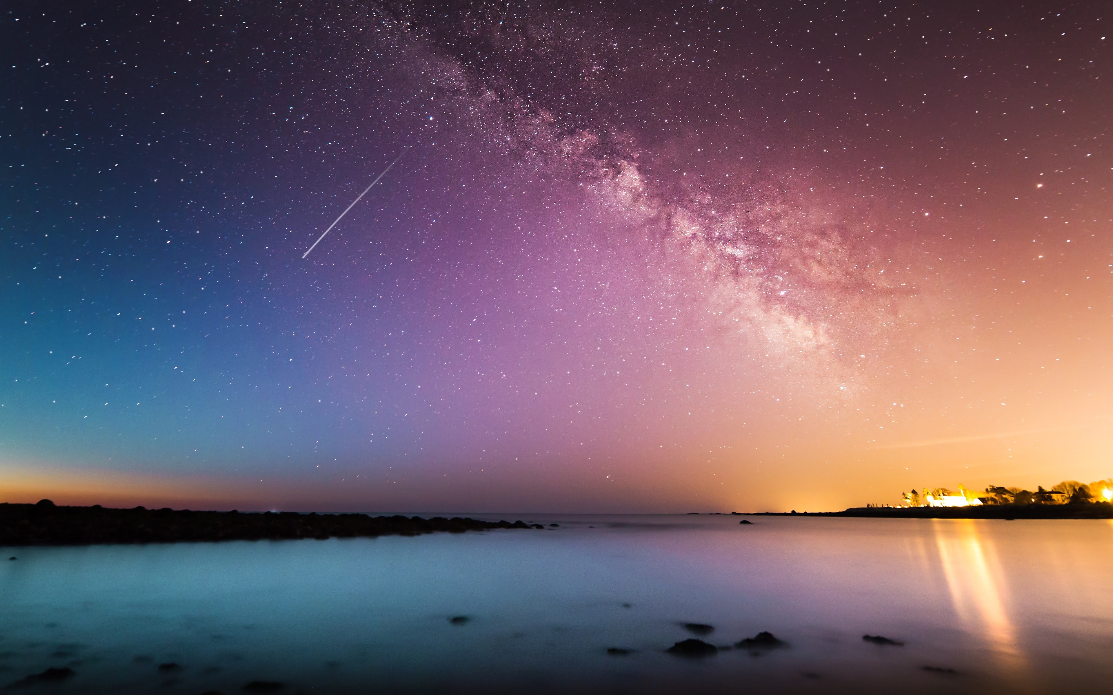 Night, Sky, Stars, Horizon, Scenery, 8K, #166 Wallpaper PC Desktop