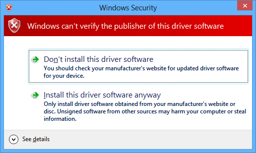 Windows 10'da Sürücü imza uygulamasını devre dışı bırakma 1 unsigned driver warning windows