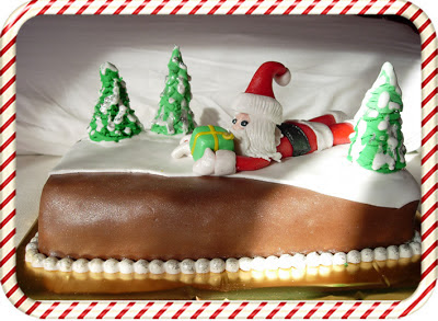 Tarta fondant navidad,  papa noël