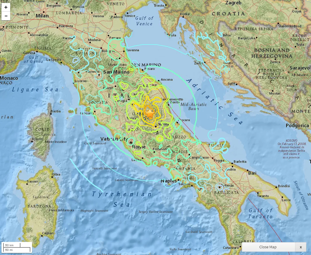 Interactive Map of the M6.2 Earthquake in Italy