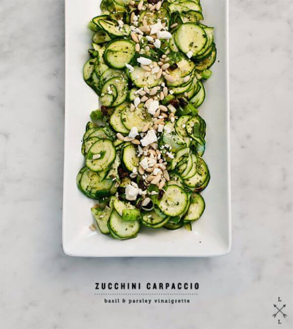 Zucchini Carpaccio Salad And Basil Parsley Vinaigrette Recipe Useful