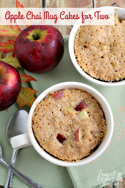 Brimming with chunks of fresh apple & warm chai spices, these Apple Chai Mug Cakes for Two are ready in less than 10 minutes.