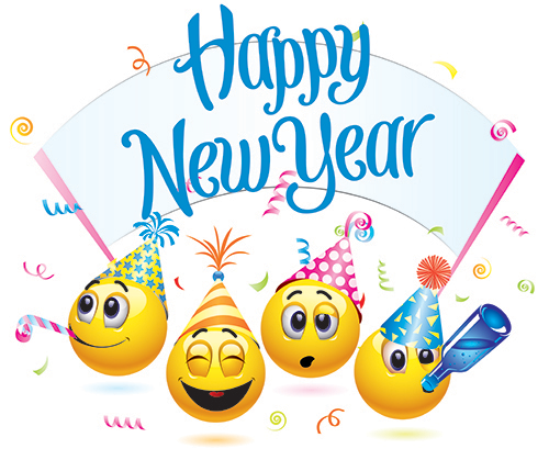 Emoticons wishing Happy New Year
