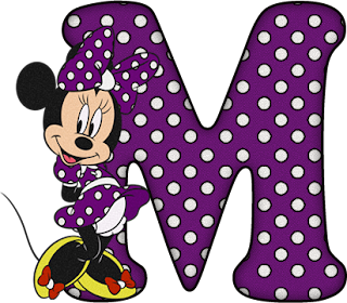 Abecedario de Minnie en Morado con Lunares Blancos. Minnie Alphabet in Purple with White Polka Dots.