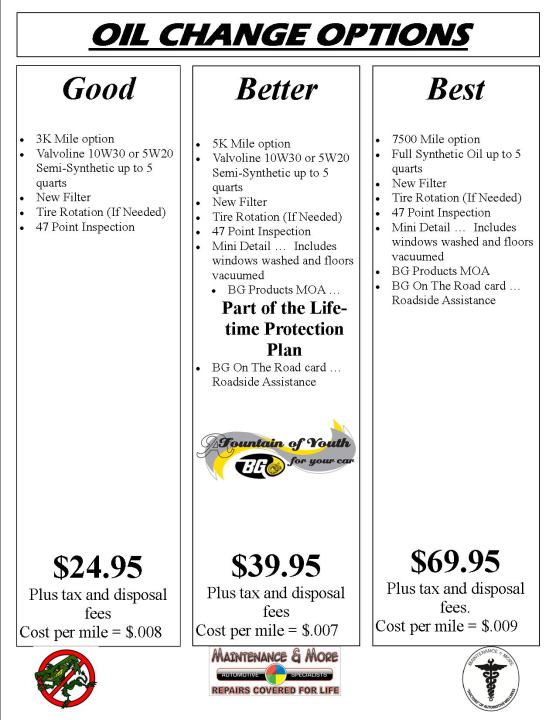 Best oil change options