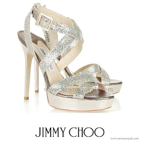 Kate Middleton Style jimmy choo Vamp glitter finish sandals