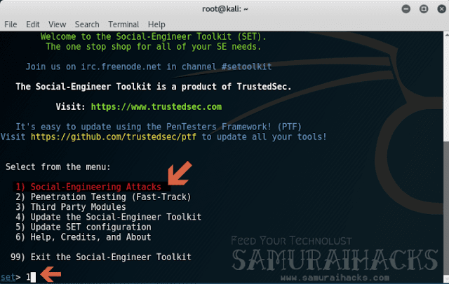 تهكير حسابات الفيسبوك بواسطة نظام كالي لينكس عبر أداة الهندسة الإجتماعية SEToolkit 