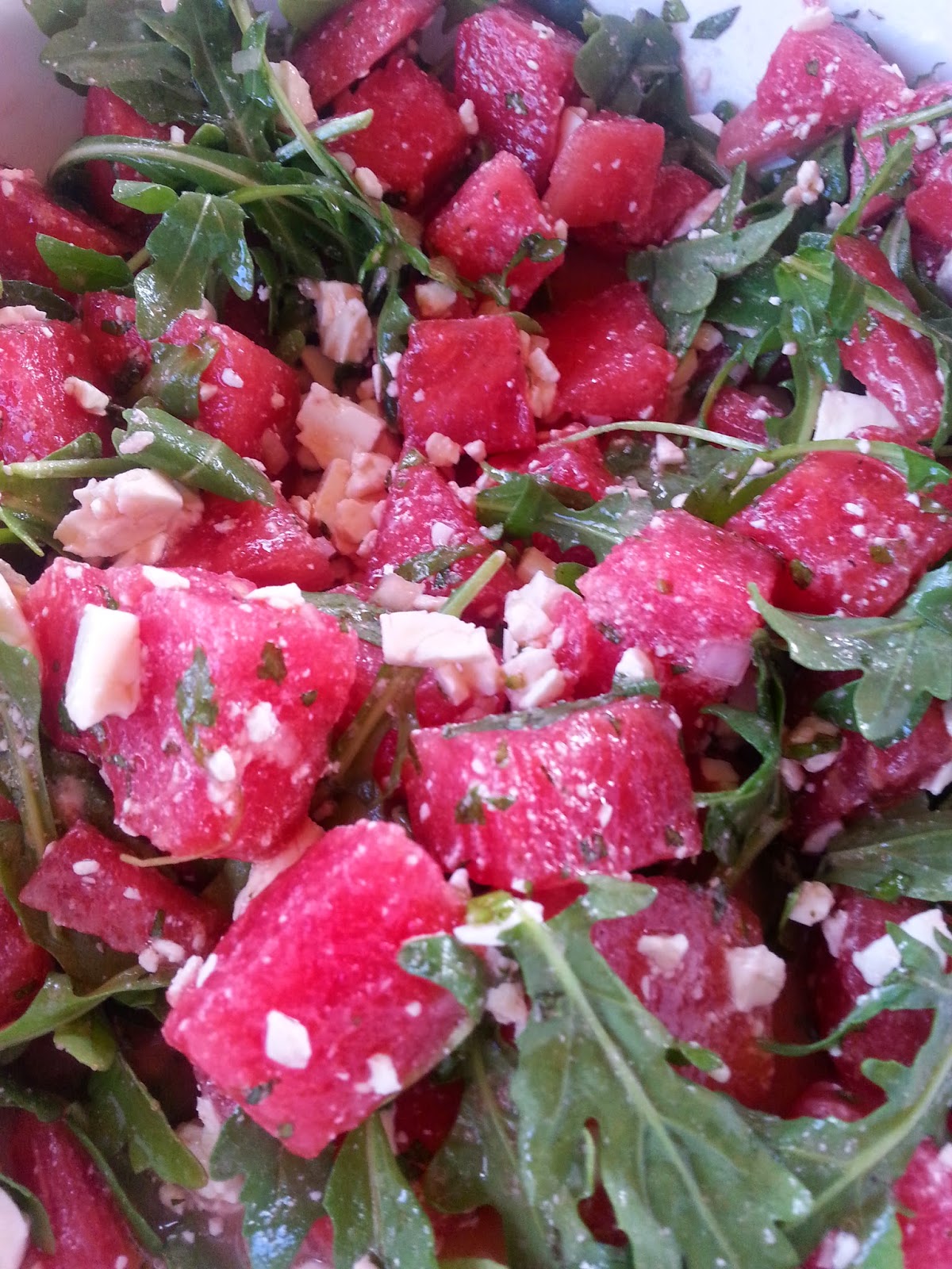 Twins in the Cities Watermelon Arugula Salad