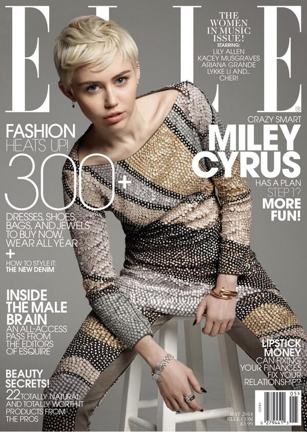 Miley Cyrus covers Elle US May 2014 in an embellished Marc Jacobs design