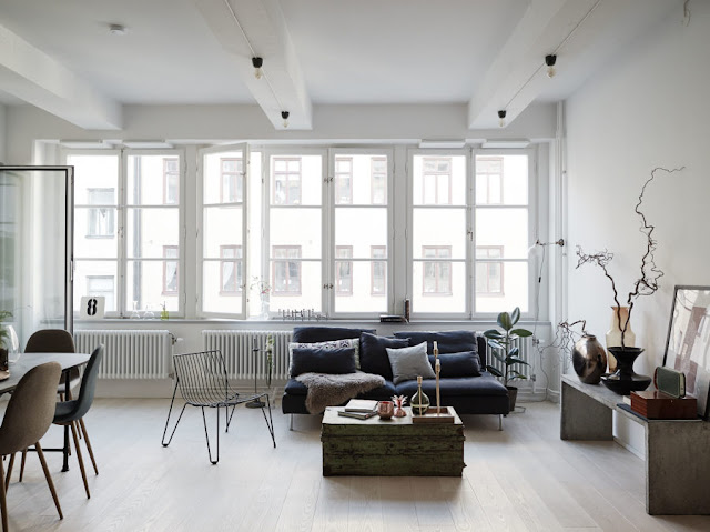 A modern Swedish apartment with industrial style
