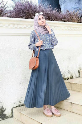 Rok rempel dan Pashmina terabru  cewek cantik OOTD Rok rempel dan Pashmina