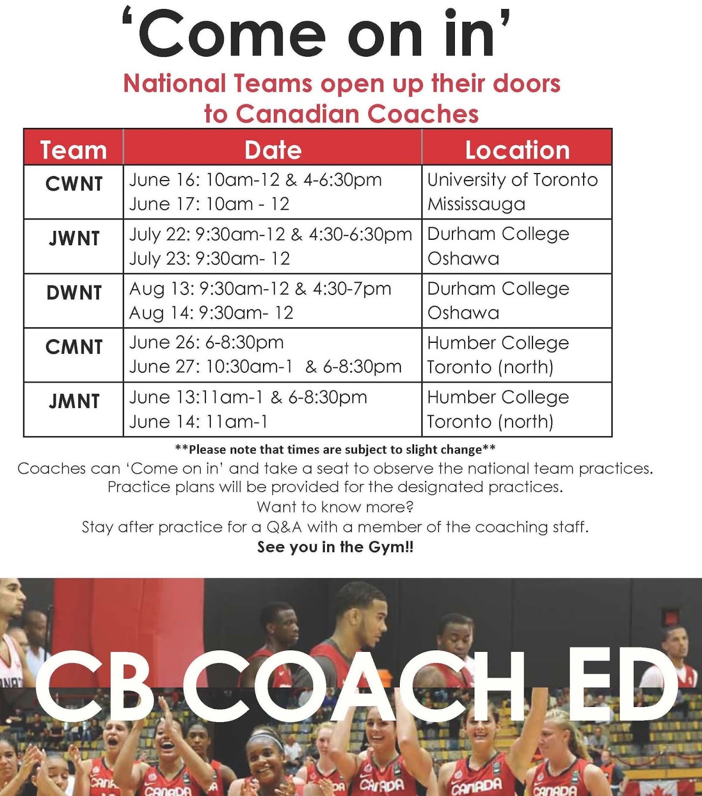 Canada Basketball Open National Team Practices Set Basketball Manitoba