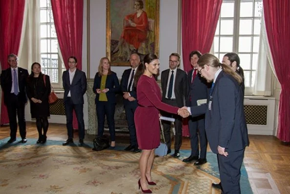 Crown Princess Victoria wore By Malene Birger Acarmar Dress. Crown Princess Victoria attended the meeting of International Relations Committee