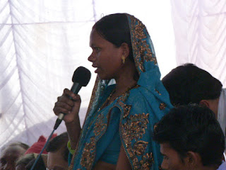 Anita Narre addressing villagers - Photo: courtesy Sanitation Updates
