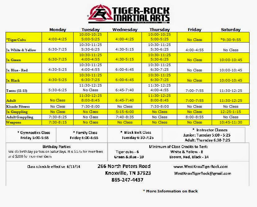 TigerRock Martial Arts of West Knoxville June 2014