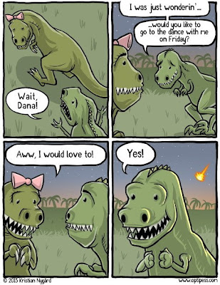 dinosaurs going on a date before extinction funny cartoon