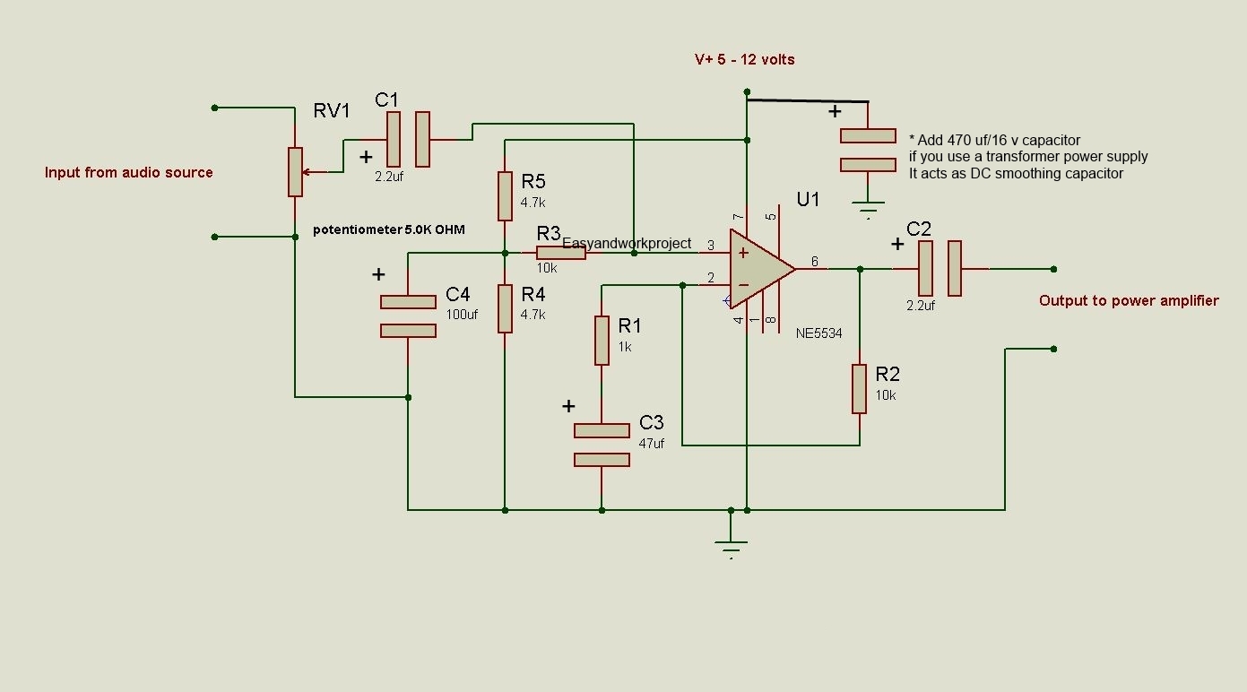 How to make a simple audio pre-amplifier