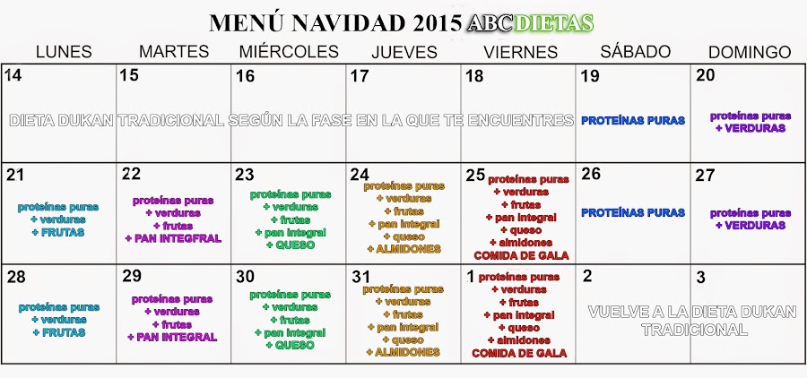 menú Navidad 2015 Dieta Escalera Nutricional ABCDietas