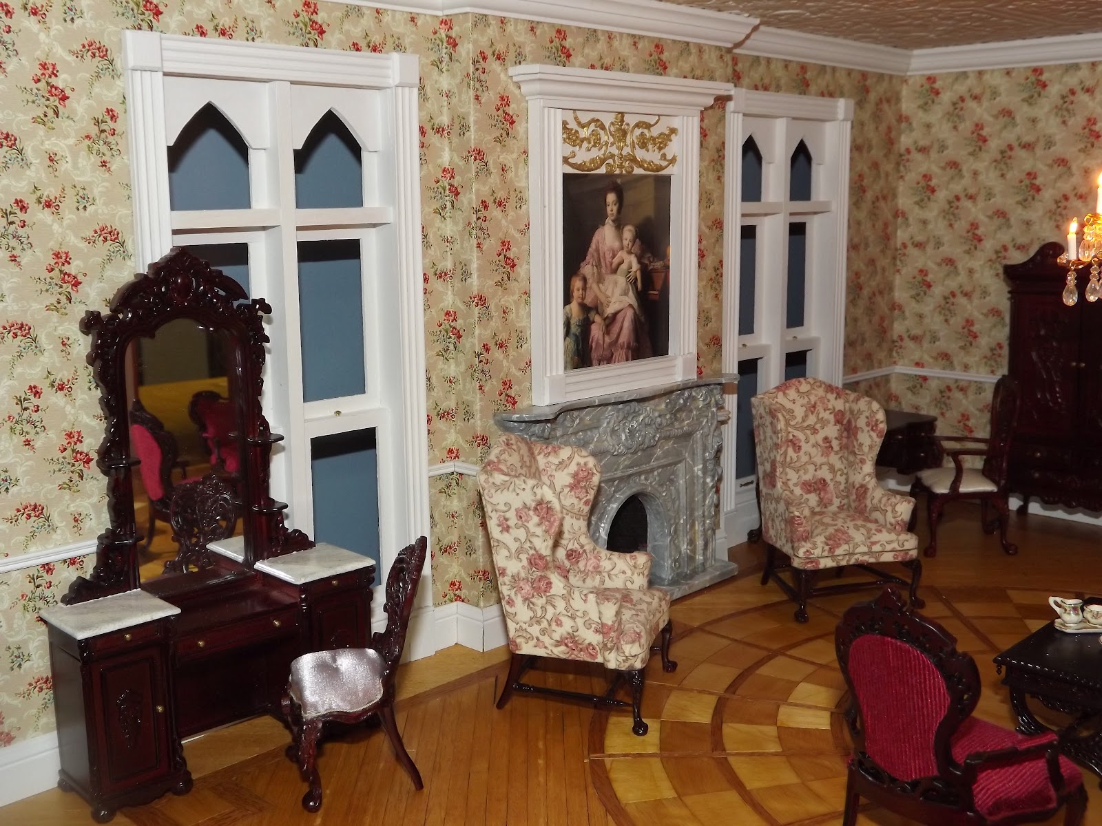 English Manor Dollhouse 1/12 Miniature from Scratch Dressing Room and