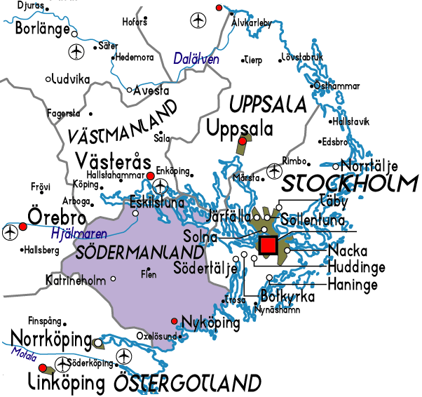 Södermanland Karta över Staden | Sverige Stadskarta Geografi Plats