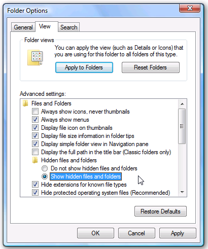 Kotak Dialog Folder Options