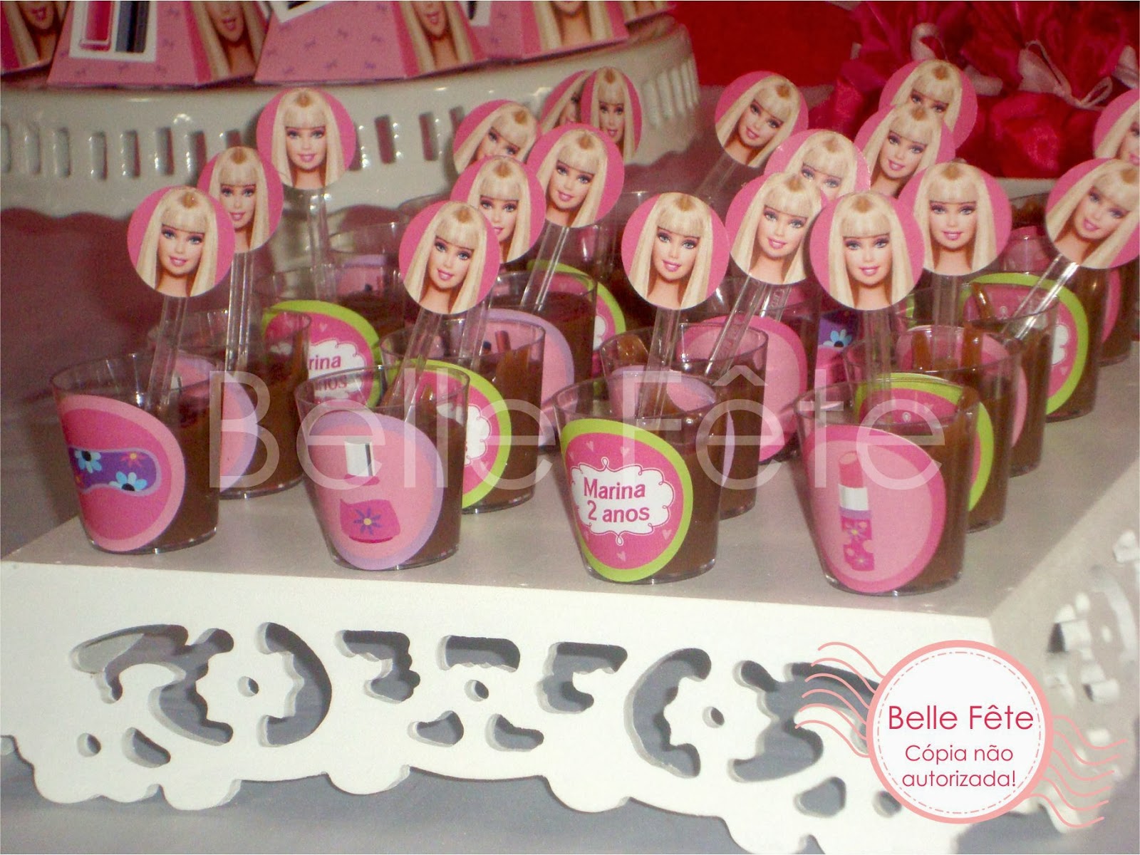 Adesivi cioccolato personalizzate compleanno tema barbie Modello