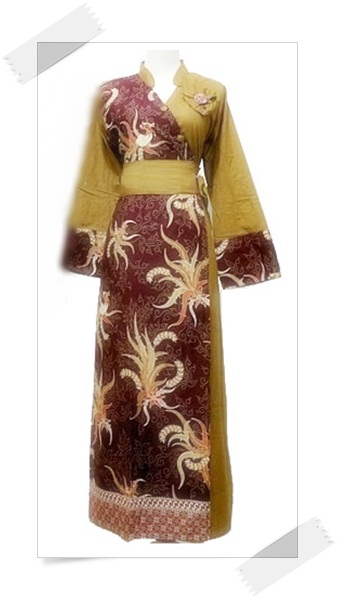 Contoh model baju gamis batik modern kombinasi