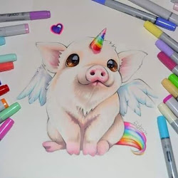 drawings animal colored unicorn pig fantasy lisa designstack