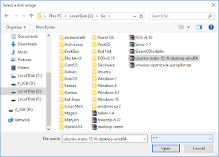 menelusuri file iso linux pada pada win 32 disk imager menggunakan Windows
