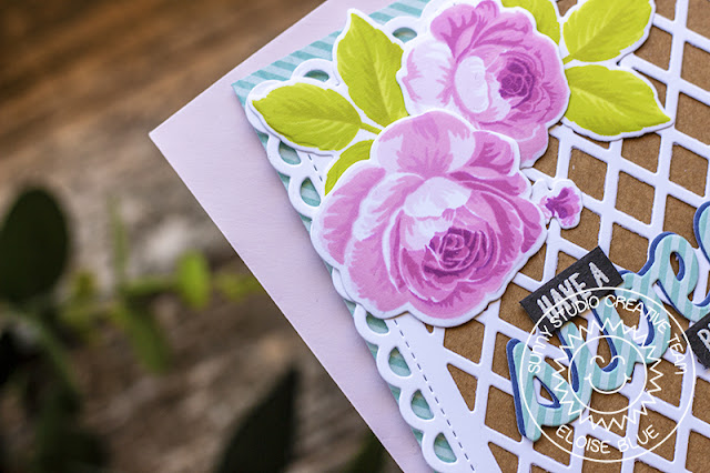 Sunny Studio Stamps: Everything's Rosy Frilly Frames Floral Birthday Card by Eloise Blue