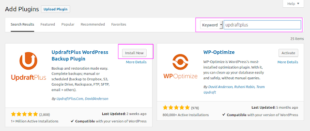 Cara Backup WordPress Menggunakan Plugin UpdraftPlus