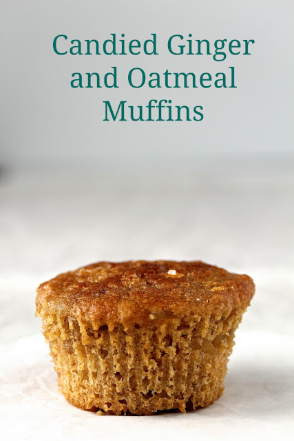 Candied Ginger and Oatmeal Muffins combine the goodness of oatmeal, whole wheat flour, and candied ginger. 