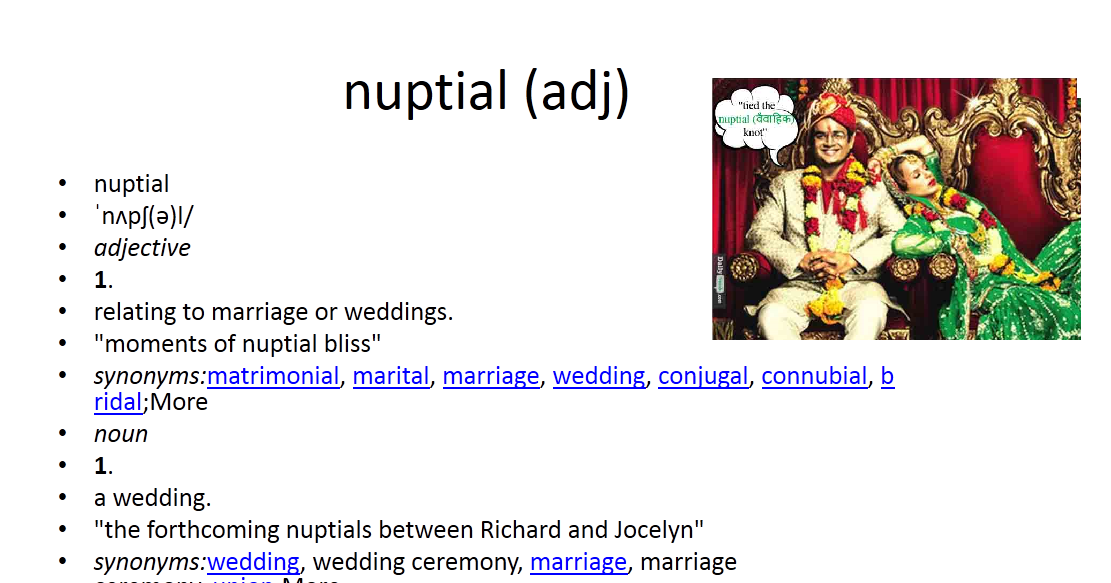 picture vocabulary nuptial