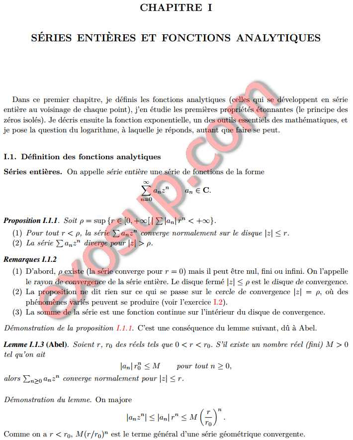 livreanalyse complexe  ExoSup