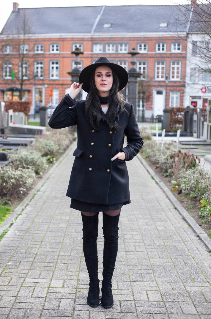 Outfit: military coat, thigh high boots - THE STYLING DUTCHMAN.