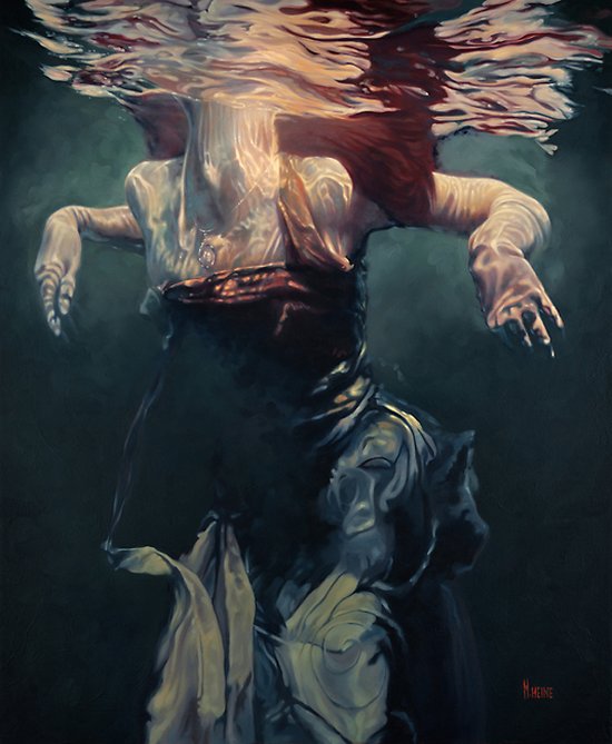 Mark Heine pinturas realistas mulheres na água sirens sereias