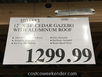 Deal for the Yardistry 12' x 14' Cedar Gazebo with Aluminum Roof at Costco
