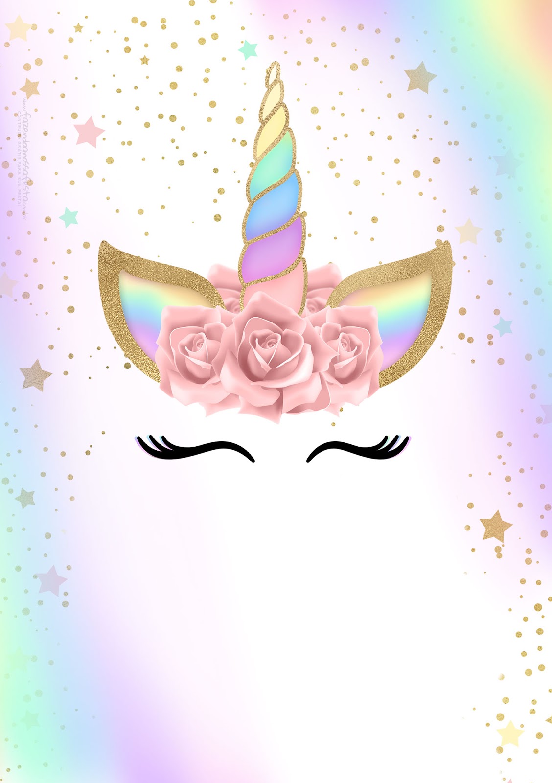 Unicorn with Rainbow: Free Printable Invitations. - Oh My Fiesta! in english