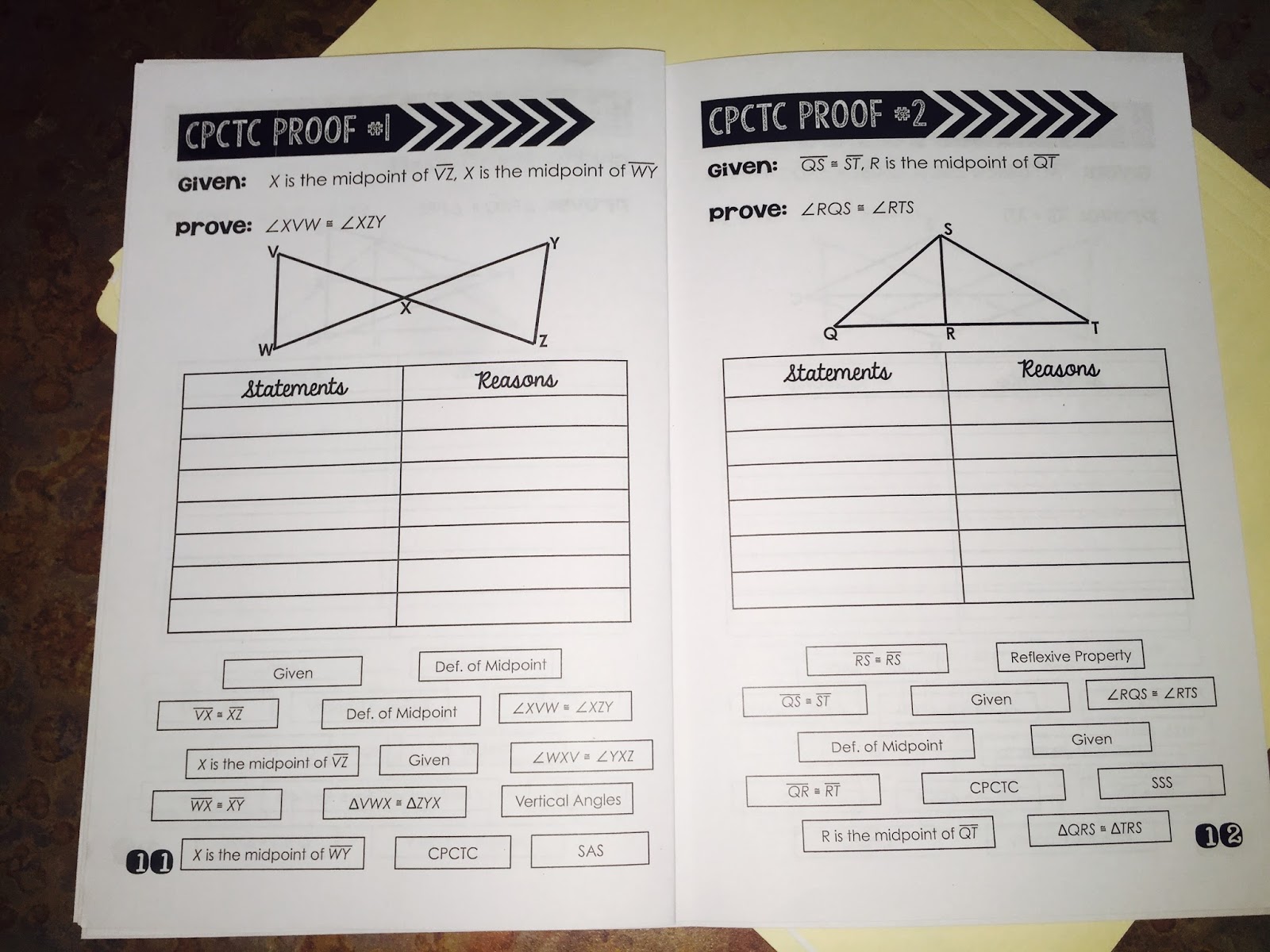 Triangle Congruence Proofs Book Mrs. Newell's Math