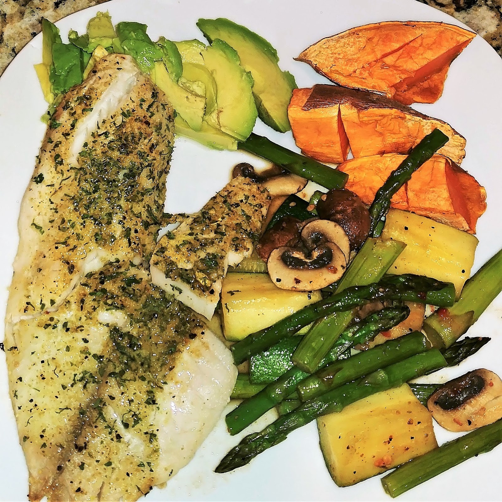 Broiled Tilapia with sides