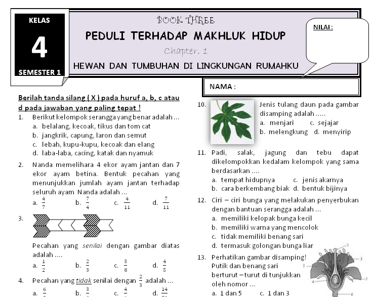 Contoh Latihan Soal Soal Uas Matematika Kelas 4 Tema 3