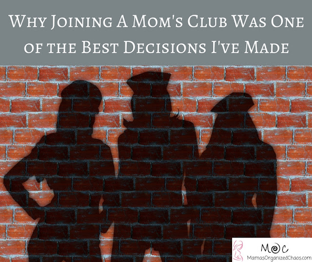 Text: Why Joining a Mom's Club Was One of the Best Decisions I've Made Picture: Shadow of three women on brick wall
