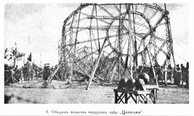 A shot down German Zeppelin at the Salonica front