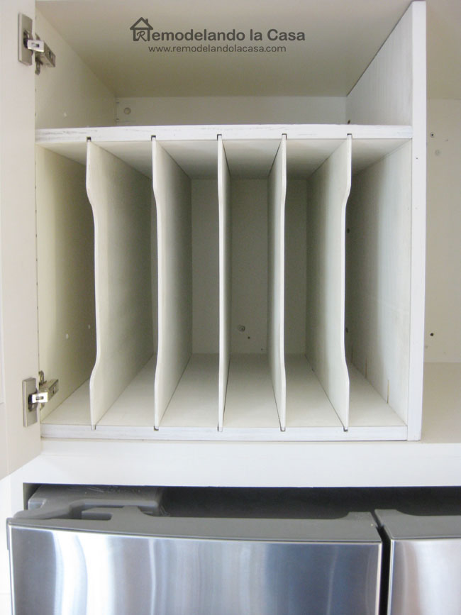 kitchen organization - DIY above the fridge tray divider