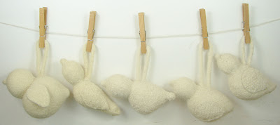 knit felted doves white cream