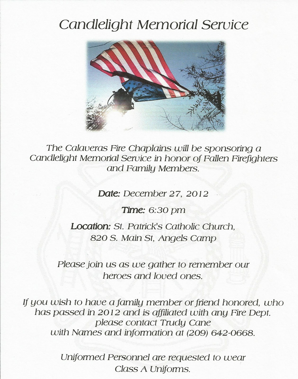 Copper Gazette Candlelight Memorial Service for Fallen Firefighters