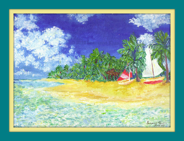 Barbados Seascape in Acrylic, By Shazanna Khan