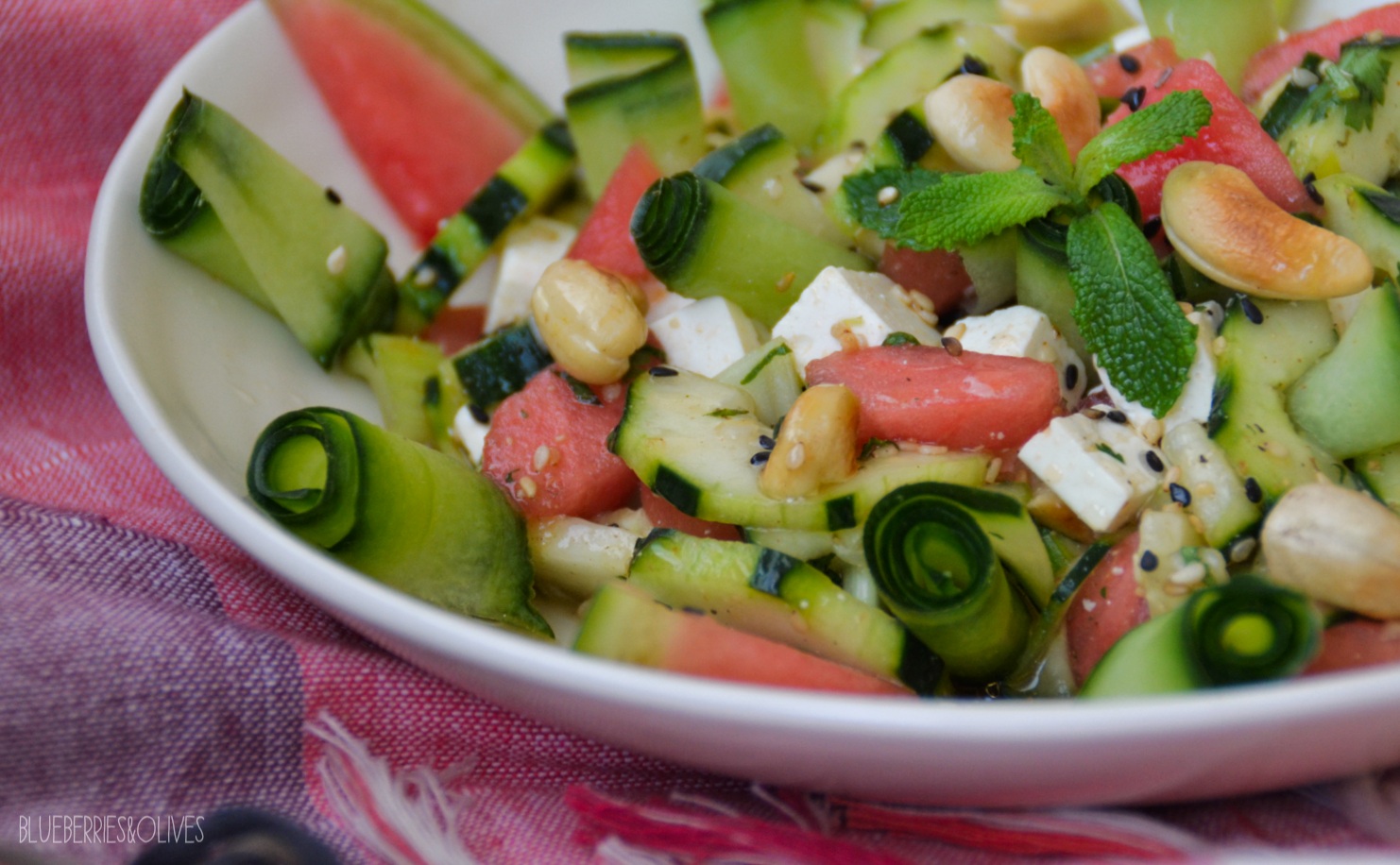 CUCUMBER AND WATERMELON SALAD WITH ASIAN DRESSING