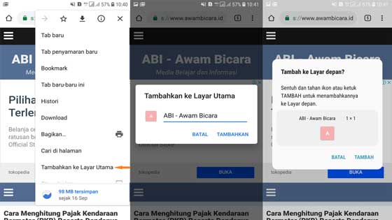 menambahkan situs web ke halaman utama ponsel tips dan trik google chrome versi android dan ios