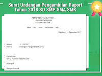 Surat Undangan Pengambilan Raport Tahun 2018 SD SMP SMA SMK
